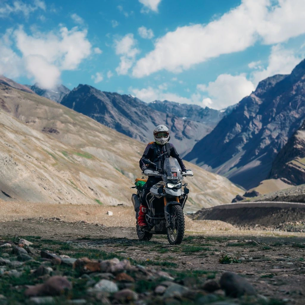 Adventure bike on a Dolomite gravel pass